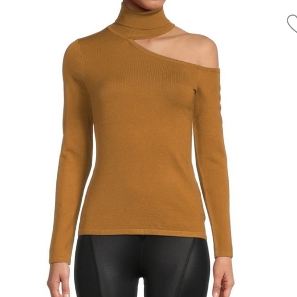L'Agence Gold Nicky Cut Out Turtleneck Long Sleeve Sweater - Picture 1 of 12